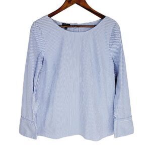 Talbots Striped Button Back Bow Sleeve Poplin Blouse Top Size 2X